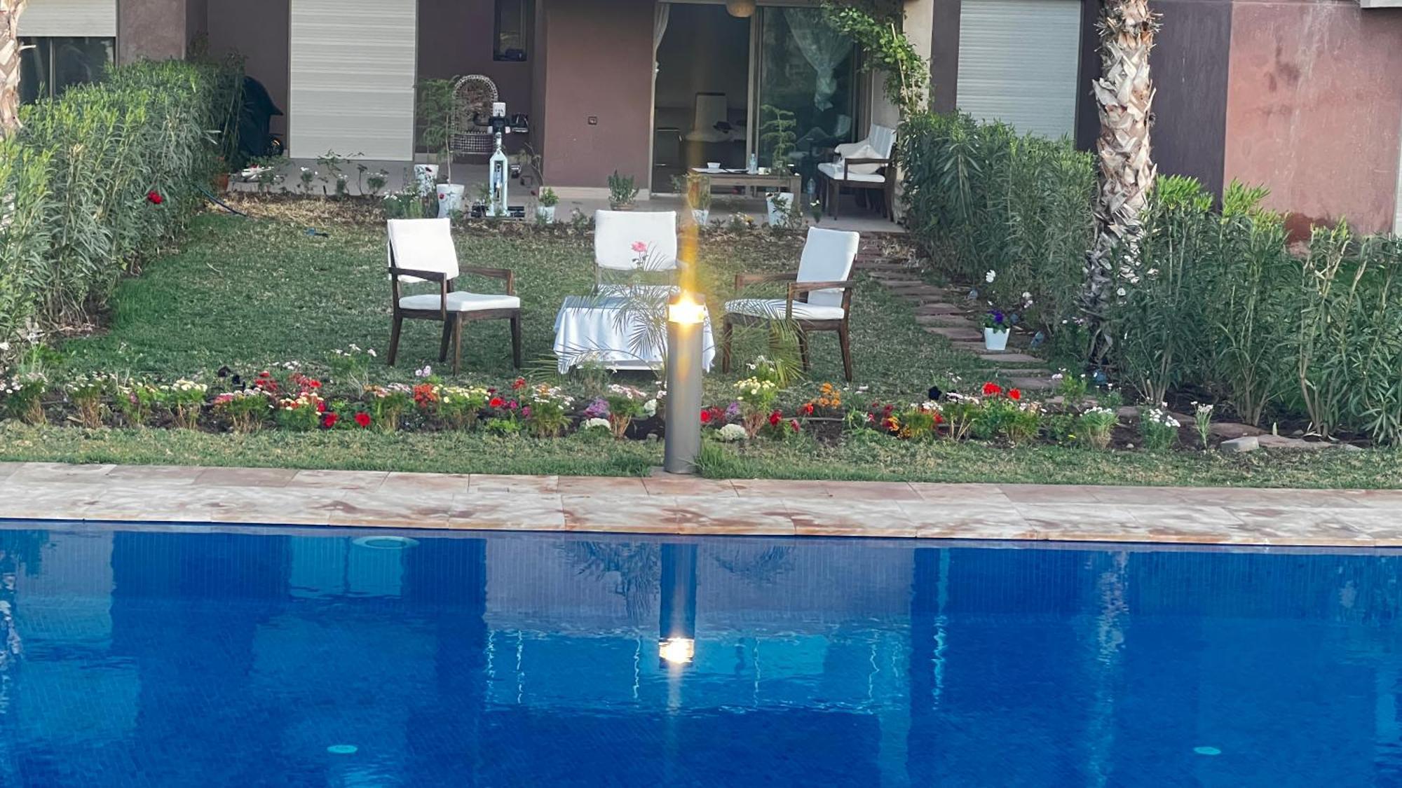 Appartement De Luxe Avec Jardin Vue Sur La Piscine Golf Securise 24H Sur 24 A 5 Minutes De L Aeroport Marrakesh Extérieur photo